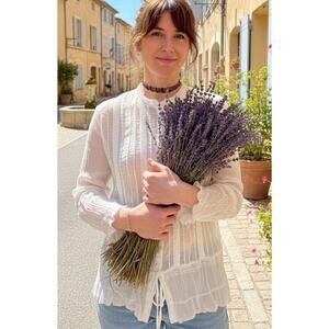 La Redoute Création crinkle sheer gauze blouse